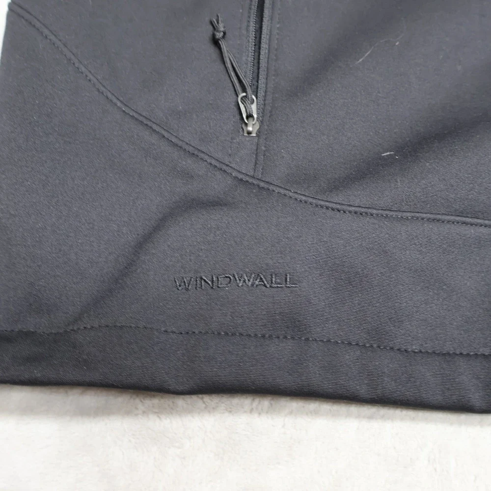 North Face Vest Mens XL Black Softshell WindWall Full Zip Fleece-Lined Wind Rain